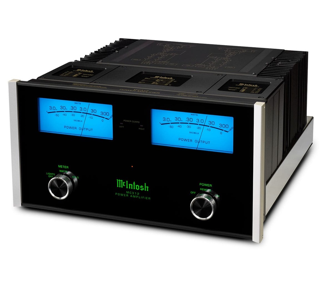 McIntosh MC312 Stereo Eindversterker met McIntosh Autoformers en een vermogen van 300 Watt per kanaal