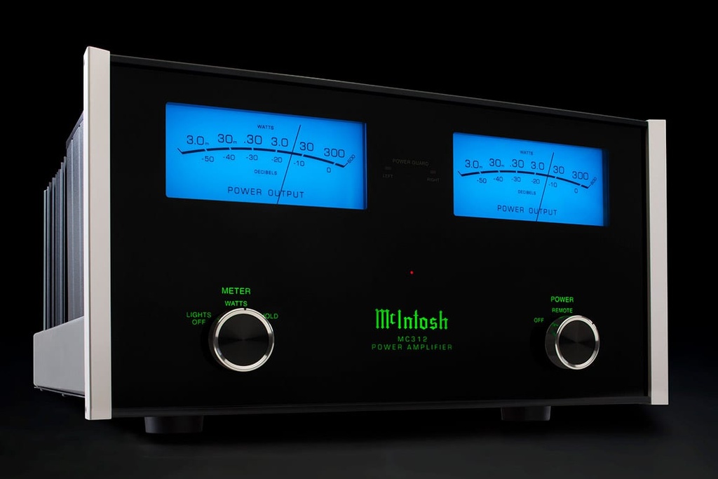 McIntosh MC312 Stereo Eindversterker met McIntosh Autoformers en een vermogen van 300 Watt per kanaal