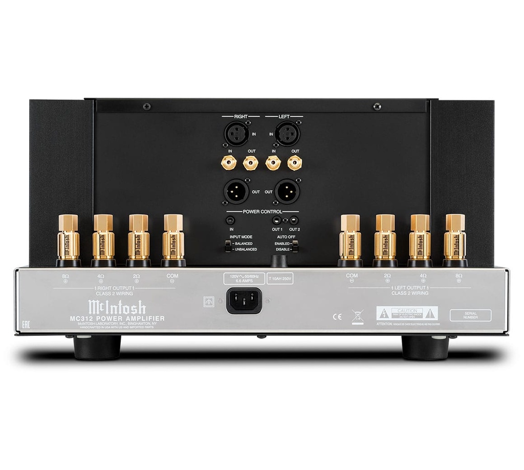 McIntosh MC312 Stereo Eindversterker met McIntosh Autoformers en een vermogen van 300 Watt per kanaal