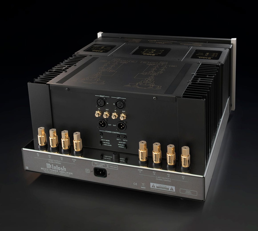 McIntosh MC312 Stereo Eindversterker met McIntosh Autoformers en een vermogen van 300 Watt per kanaal