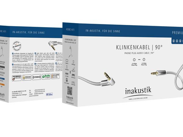 In-akustik Premium 3,5mm Jack <> 3,5mm Jack 90° MP3 kabel