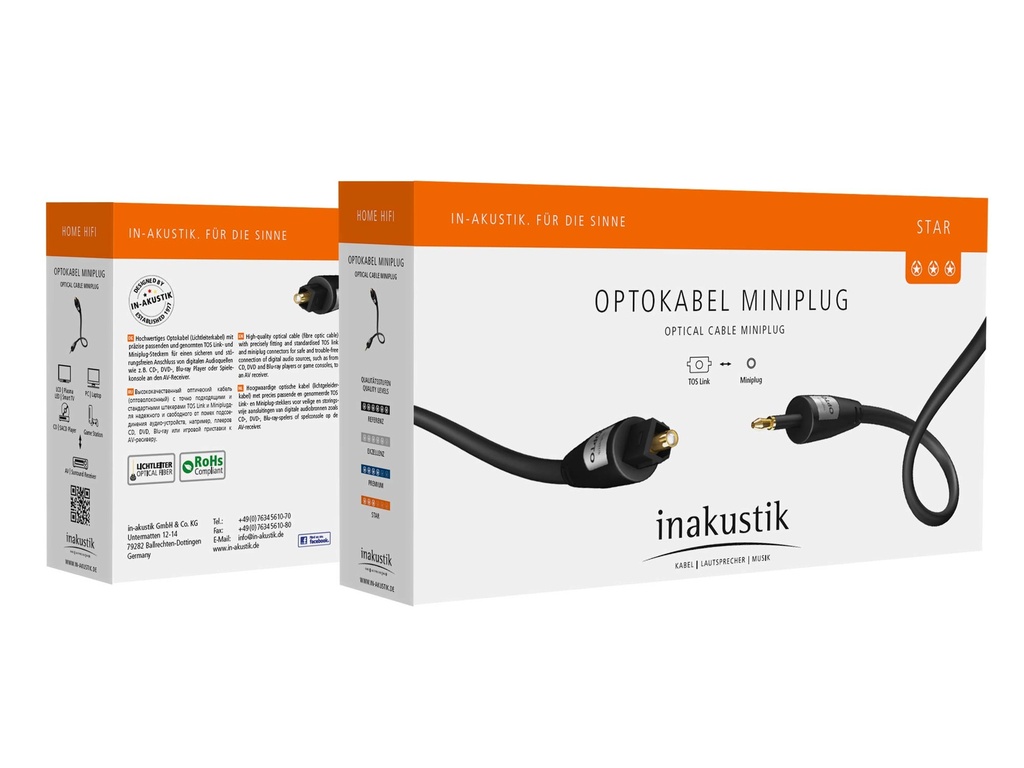 In-akustik Star Toslink<>Opto mini 3,5mm Toslink kabel