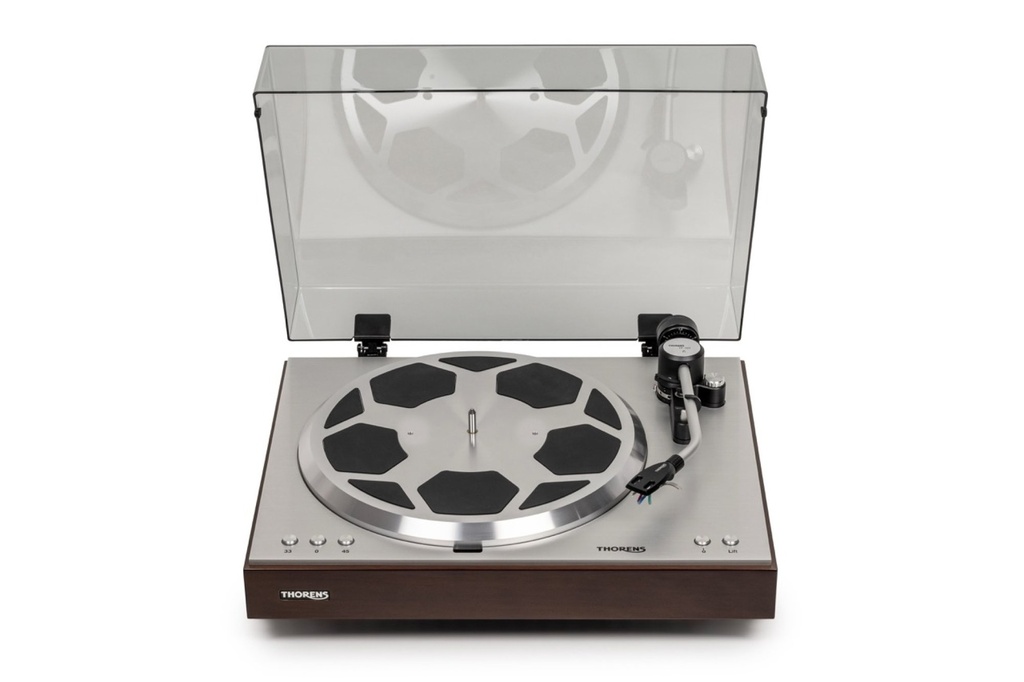 Thorens TD 404 DD Hoogglans walnoot - Met stofkap