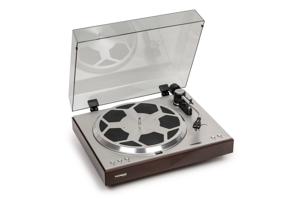 Thorens TD 404 DD Hoogglans walnoot - Stofkap open