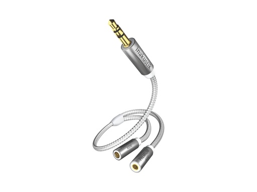 In-akustik Premium MP3 Y-adapter 3,5mm Jack <> 2x fem.3,5mm - 20 cm