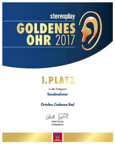 Duits HiFi-tijdschrift STEREOPLAY's GOLDENES OHR Award 2017